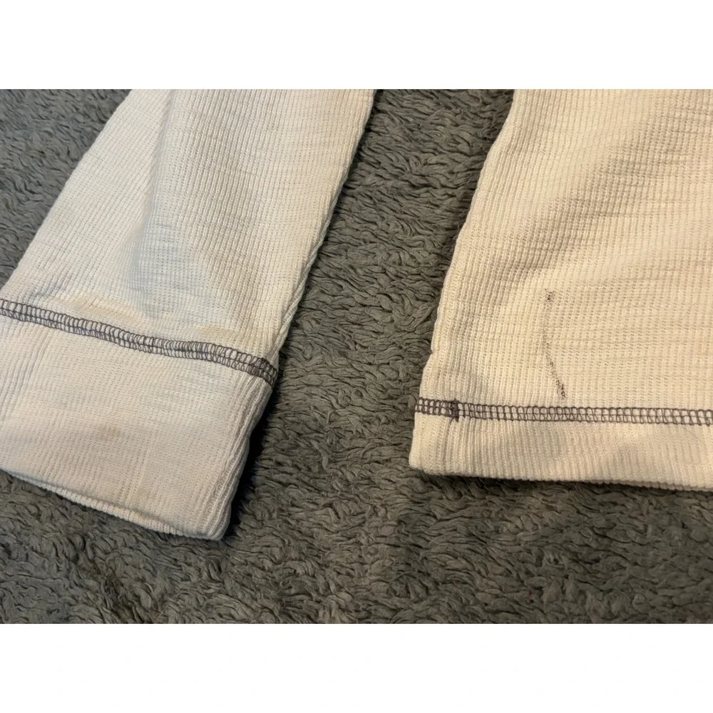 Banana Republic Mens Large Thermal Waffle Knit Shirt Off White Long Sleeve Crew